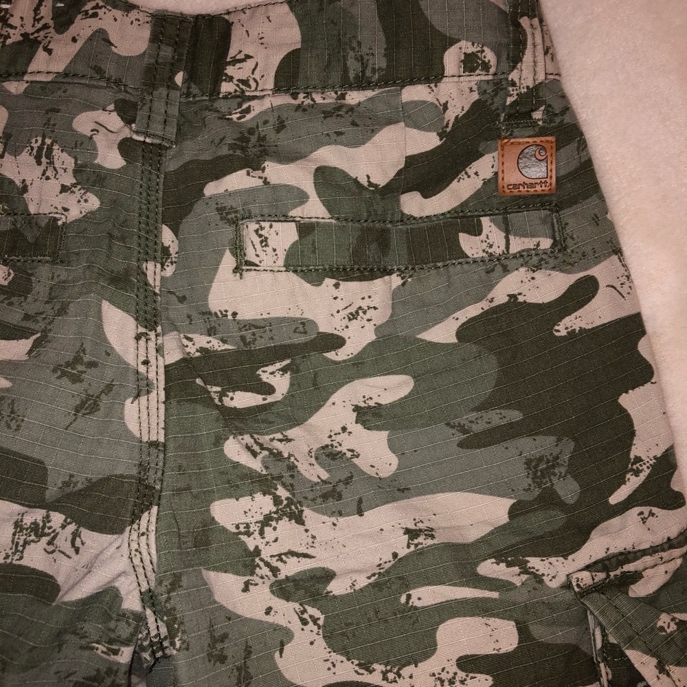 Boys Carhartt camo cargo shorts!